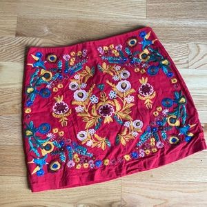 Altar’d State Red Embroidered Skirt